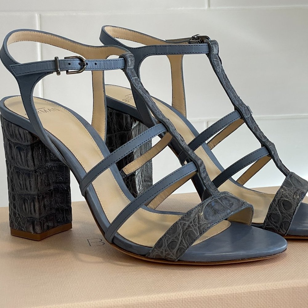 Alexandre Birman Kayla Crocodile & Leather Gladiator Sandals, Size 38 (7.5)
